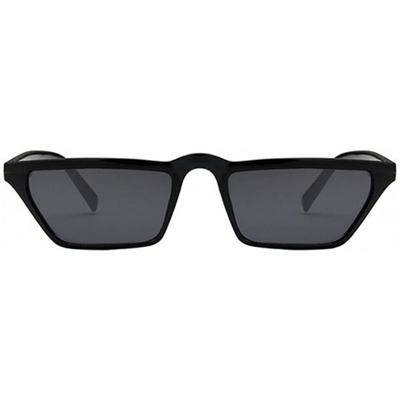 Rectangular Mens Womens Small Square Cat Eye Style Mirrored Sunglasses Retro UV400 - Bright Black - C318D6SKM63 $8.99