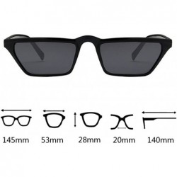Rectangular Mens Womens Small Square Cat Eye Style Mirrored Sunglasses Retro UV400 - Bright Black - C318D6SKM63 $8.99
