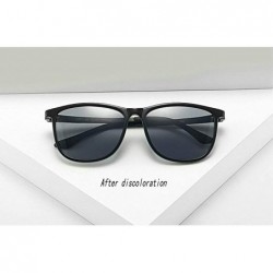 Square Ultralight Photochromic Sunglasses Polarized Discoloration - Grey - C118Z0ECTGQ $15.23