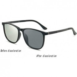 Square Ultralight Photochromic Sunglasses Polarized Discoloration - Grey - C118Z0ECTGQ $15.23