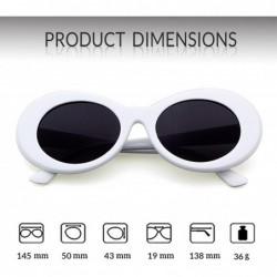 Cat Eye Clout Goggles Retro Vintage Oval Kurt Cobain Inspired Sunglasses Thick Frame Round Lens Glasses - 2 Packs White - CM1...