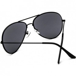 Oval Fashion Unisex Sunglasses Metal Frame with Case UV400 Protection - Black Frame/Black Lens - CR18WLTIMU3 $25.34