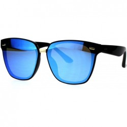 Rectangular Mens Panel Lens Horn Rim Plastic Hipster Sunglasses - Black Blue - CJ18E6MM72G $8.13