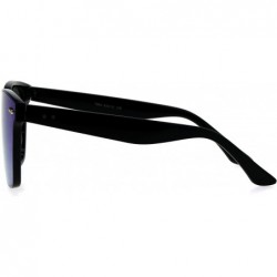 Rectangular Mens Panel Lens Horn Rim Plastic Hipster Sunglasses - Black Blue - CJ18E6MM72G $8.13