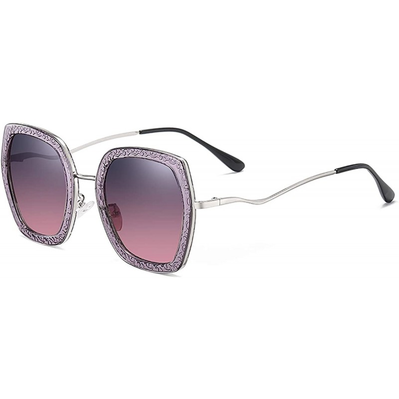 Oversized Cute Polarized Sunglasses for Women Metal Style Shades So Sassy 8051 - Gradient Purple Lens - CC194Y8095W $9.81