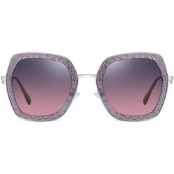 Oversized Cute Polarized Sunglasses for Women Metal Style Shades So Sassy 8051 - Gradient Purple Lens - CC194Y8095W $9.81