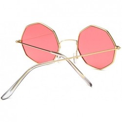 Round Vintage Octagon Round Sunglasses Women Steampunk Small Metal Frame Yellow Red Sun Glasses for Men - Gold Pink - CE199QC...