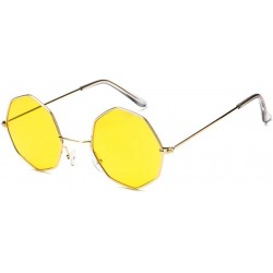 Round Vintage Octagon Round Sunglasses Women Steampunk Small Metal Frame Yellow Red Sun Glasses for Men - Gold Pink - CE199QC...