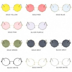 Round Vintage Octagon Round Sunglasses Women Steampunk Small Metal Frame Yellow Red Sun Glasses for Men - Gold Pink - CE199QC...