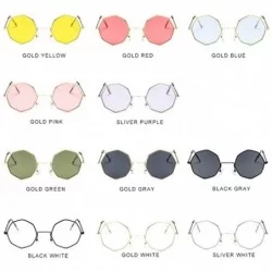 Round Vintage Octagon Round Sunglasses Women Steampunk Small Metal Frame Yellow Red Sun Glasses for Men - Gold Pink - CE199QC...