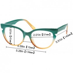 Rimless Womens Hit Color Grid Pattern Cat Eye Reading Glass Eyeglass Frame - 2 Pairs / Blue + Tea - C018IHT5NIQ $14.02