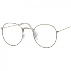 Oversized Round Glasses Frame Men Anti Blue Light Women Fake Gold Optical Oval Eyeglasses Transparent Lens - Silver - CD197Y6...
