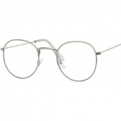 Oversized Round Glasses Frame Men Anti Blue Light Women Fake Gold Optical Oval Eyeglasses Transparent Lens - Silver - CD197Y6...