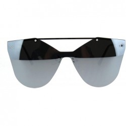 Shield Womens Retro Futuristic Rimless Butterfly Shield Sunglasses - Silver Mirror - CQ18L3LWM3Y $23.07