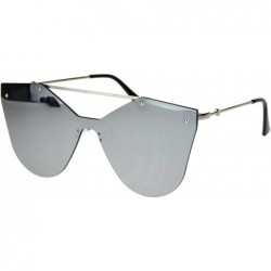 Shield Womens Retro Futuristic Rimless Butterfly Shield Sunglasses - Silver Mirror - CQ18L3LWM3Y $15.18