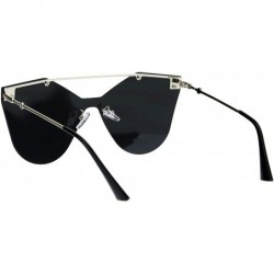 Shield Womens Retro Futuristic Rimless Butterfly Shield Sunglasses - Silver Mirror - CQ18L3LWM3Y $15.18