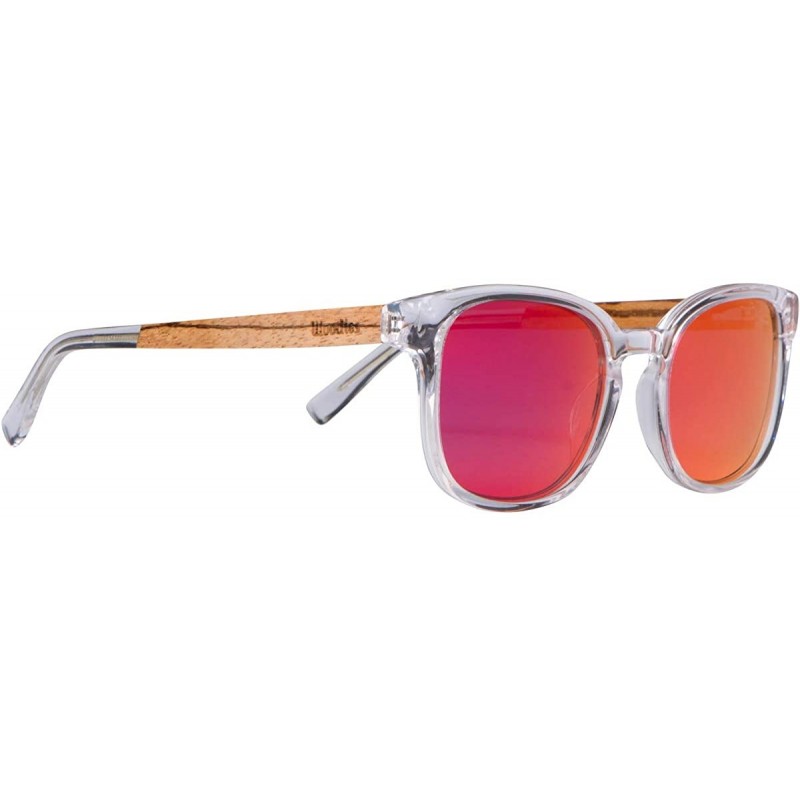 Wayfarer Clear Acetate Sunglasses with Polarized Lens in Wood Display Box - CR19485XW59 $49.48