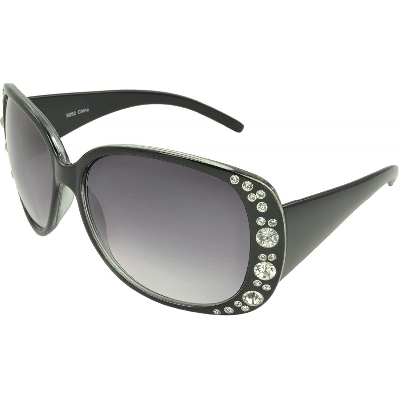 Shield Rhinestone Shield Fashion Sunglasses - Black - CL11KZJ22IV $8.03
