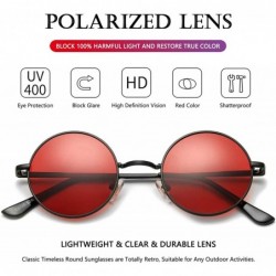 Round Small Round Polarized Sunglasses for Men Woman Classic John Lennon Style Shades - 100% UV Blocking - CR194HQUT25 $11.14