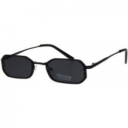 Rectangular Small Rectangular Frame Sunglasses Womens Skinny Fashion Narrow Shades UV400 - Black (Black) - C718T3OU8XL $19.57