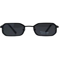 Rectangular Small Rectangular Frame Sunglasses Womens Skinny Fashion Narrow Shades UV400 - Black (Black) - C718T3OU8XL $10.17