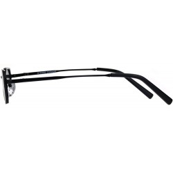 Rectangular Small Rectangular Frame Sunglasses Womens Skinny Fashion Narrow Shades UV400 - Black (Black) - C718T3OU8XL $10.17