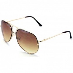 Aviator New Large Limited Edition Colorful Gradient Lens Metal Aviator Sunglasses - Gold/Brown - CY189DR6M5Y $20.91