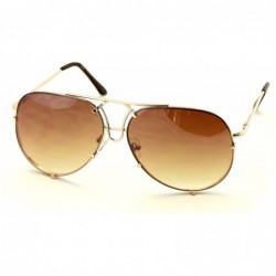 Aviator New Large Limited Edition Colorful Gradient Lens Metal Aviator Sunglasses - Gold/Brown - CY189DR6M5Y $10.88