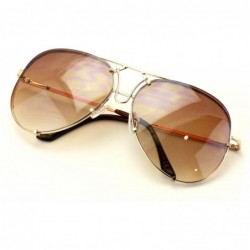 Aviator New Large Limited Edition Colorful Gradient Lens Metal Aviator Sunglasses - Gold/Brown - CY189DR6M5Y $10.88