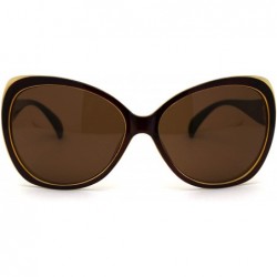 Butterfly Womens Classic 90s Butterfly Designer Plastic Sunglasses - Brown Yellow Brown - C4196R5T4SR $11.81