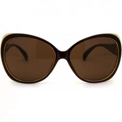Butterfly Womens Classic 90s Butterfly Designer Plastic Sunglasses - Brown Yellow Brown - C4196R5T4SR $18.08