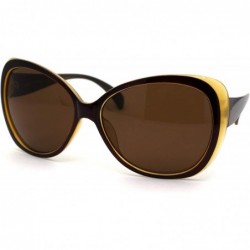 Butterfly Womens Classic 90s Butterfly Designer Plastic Sunglasses - Brown Yellow Brown - C4196R5T4SR $11.81