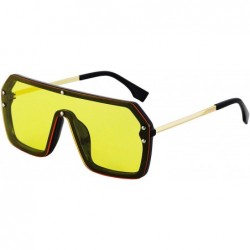 Shield Retro Oversized Shield Sunglasses Rimless Flat Top Mirror Glasses Women Men - Yellow and Black - C218Y52ZTNM $22.55
