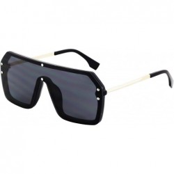 Shield Retro Oversized Shield Sunglasses Rimless Flat Top Mirror Glasses Women Men - Yellow and Black - C218Y52ZTNM $22.55