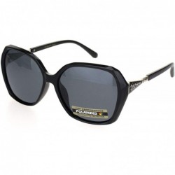 Butterfly Polarized Womens Rhinestone Bling Hinge Butterfly Diva Sunglasses - Black Silver Black - CZ18OK5QAED $22.54