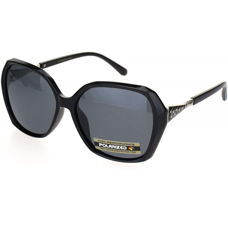 Butterfly Polarized Womens Rhinestone Bling Hinge Butterfly Diva Sunglasses - Black Silver Black - CZ18OK5QAED $12.97