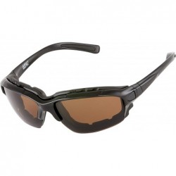 Goggle Polarized Motorcycle Riding Sunglasses Sports Wrap Glasses - Black - Polarized Amber - CR18DTH8H2D $43.90
