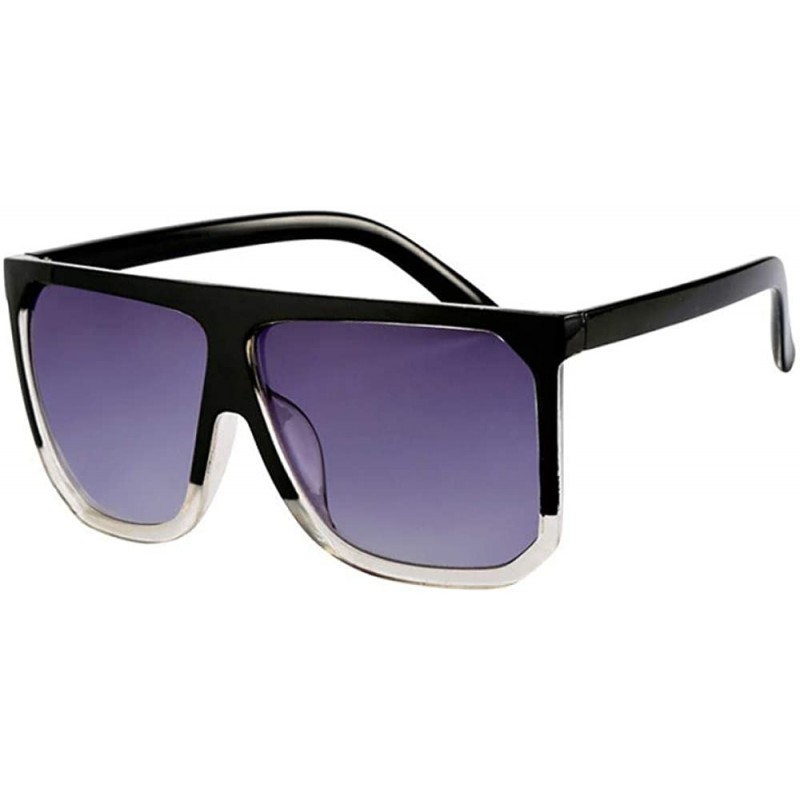 Oval Flat Top Mirrored Sunglasses Women Brand Designer Vintage Luxury Sun Glasses Female Square Sunglasses - C8190C2TU3A $17.93