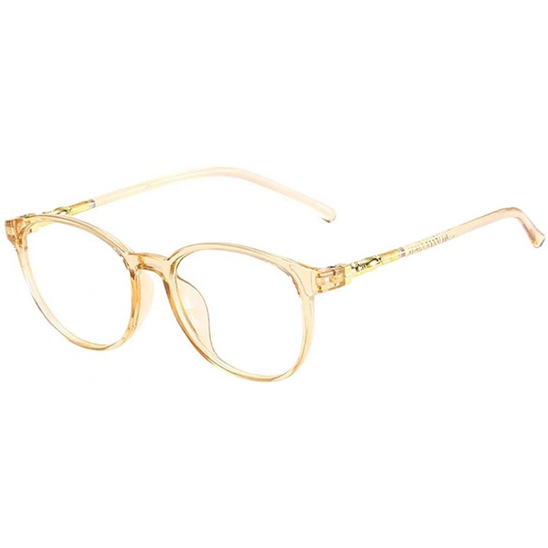 Square Vintage Sunglasses-Unisex Square Non-prescription Glasses Clear Lens Eyewear - Yellow - CR18RS37XZ5 $9.46