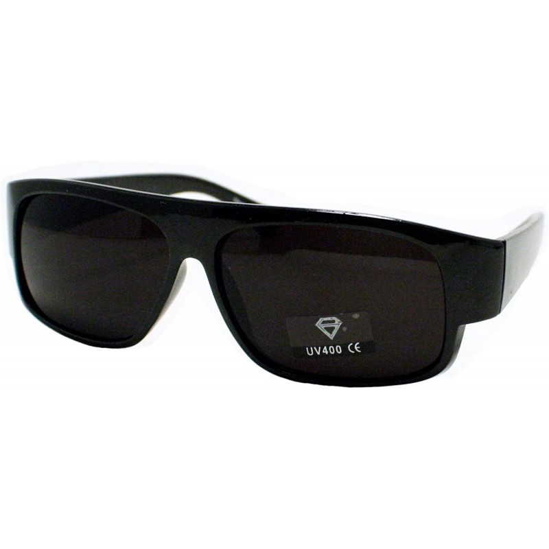 Rectangular Mens Black Sunglasses Flat Top Oval Rectangular Plastic Frame UV 400 - CN187C6S8C3 $8.56