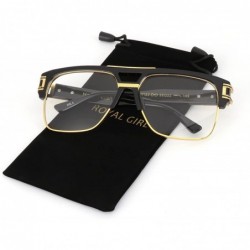 Aviator Vintage Aviator Glasses For Men Oversize Square Clear Lens Eyewear - Black Frame - CL1863SCEIW $26.30