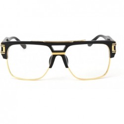 Aviator Vintage Aviator Glasses For Men Oversize Square Clear Lens Eyewear - Black Frame - CL1863SCEIW $11.42