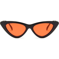 Cat Eye Women Fashion Triangle Cat Eye Sunglasses with Case UV400 Protection Beach - Black Frame/Red Lens - CL18WM9KRSC $17.93