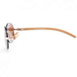 Round Spring Hinges Wood Arms Rimless Round Bifocal Sunglasses - Brown - C8180ZW2XRQ $16.31