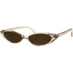 Oval Womens Rhinestone Sunglasses Sexy Oval Cateye Skinny Frame UV 400 - Beige (Brown) - C718O59IDMN $9.47
