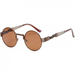 Round Womens Sunglasses Round Punk Fashion Sunglasses Small - Brown Frame+brown Lens - CL18Q4LYXNK $24.32
