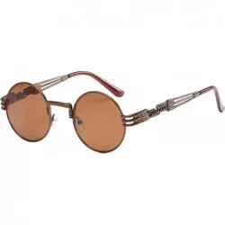 Round Womens Sunglasses Round Punk Fashion Sunglasses Small - Brown Frame+brown Lens - CL18Q4LYXNK $40.00