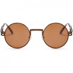 Round Womens Sunglasses Round Punk Fashion Sunglasses Small - Brown Frame+brown Lens - CL18Q4LYXNK $24.32