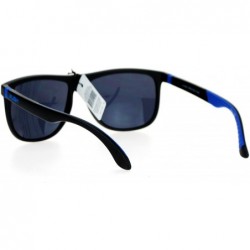 Wayfarer Matte Soft Rubber Arm Thin Plastic Horned Mens Sunglasses - Blue - C812DST60K5 $10.55