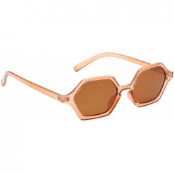 Oval Classic Retro Designer Style Polygonal Square Sunglasses for Women Plastic AC UV400 Sunglasses - Light Brown - C718SAT84...